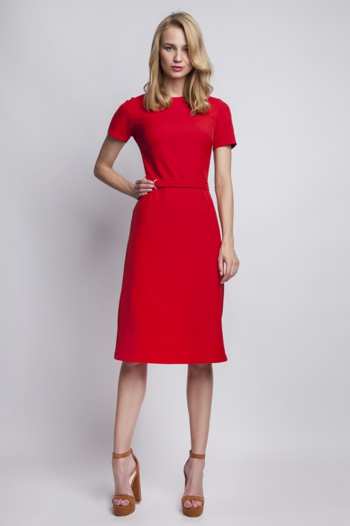 Sukienka z krótkim rękawem, SUK128 czerwony