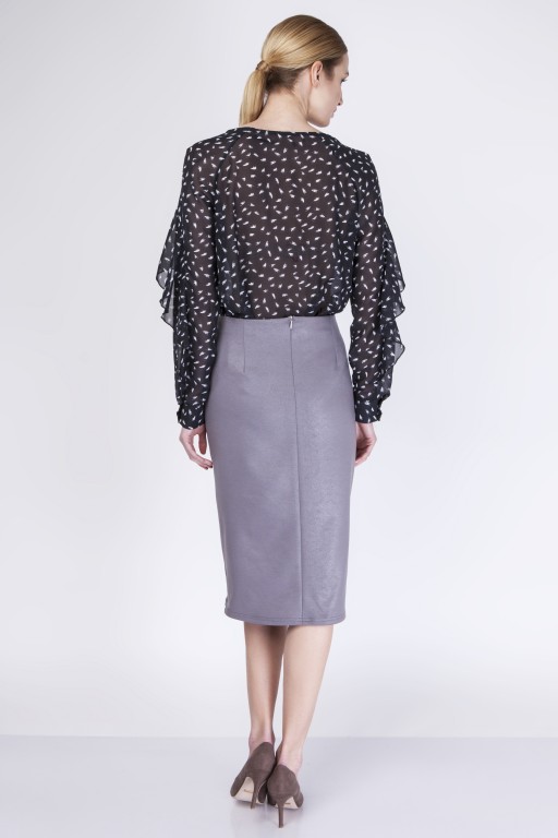 Elegant knee-length skirt, SP114 gray