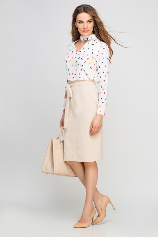 Pencil skirt with sash, SP115 beige