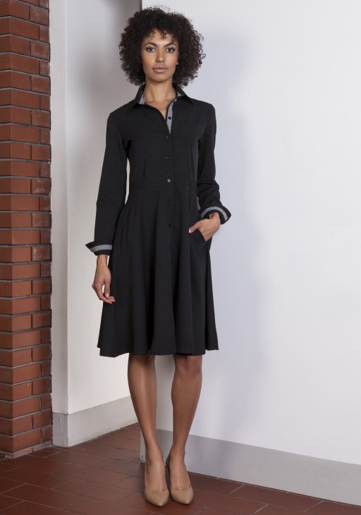 Rozkloszowana sukienka, SUK151 czarny