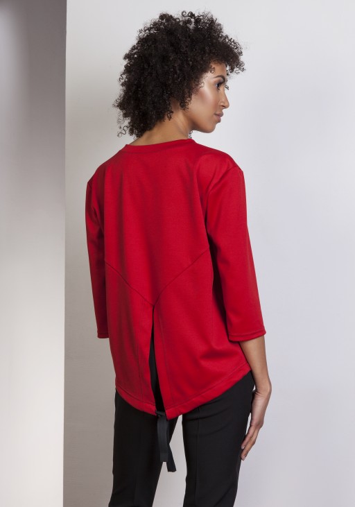 Luźna bluzka – frak, BLU140 czerwony