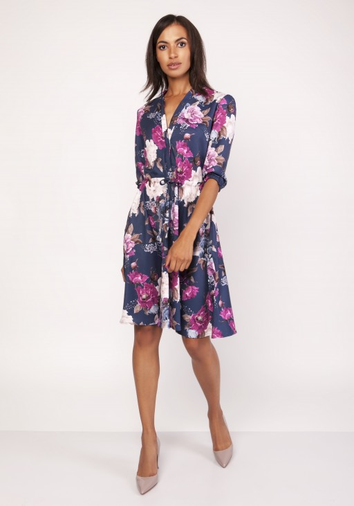 Dress with a flared bottom, SUK155 flowers