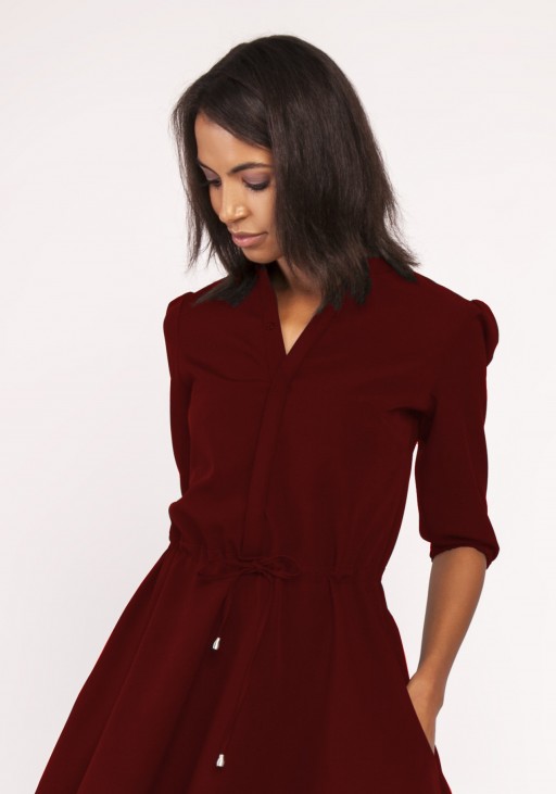 Dress with a flared bottom, SUK156 burgundy