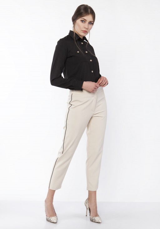 Pants with decorative stripes, SD116 beige