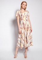 Dress with bare shoulders, SUK182 abstract leaves