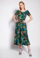 Dress with bare shoulders, SUK182 abstract leaves