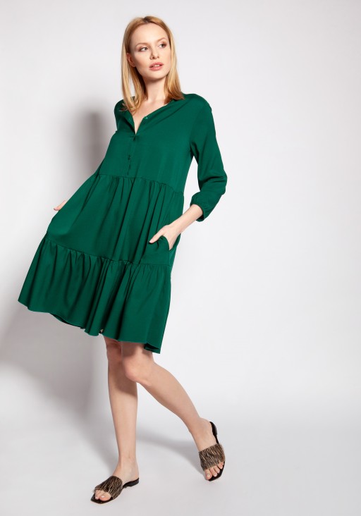 Sukienka z falbankami, SUK179 zielony