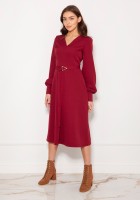 Dress with V-neck and spectacular sleeves SUK189 burgundy