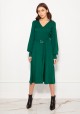 Dress with V-neck and spectacular sleeves SUK189 green
