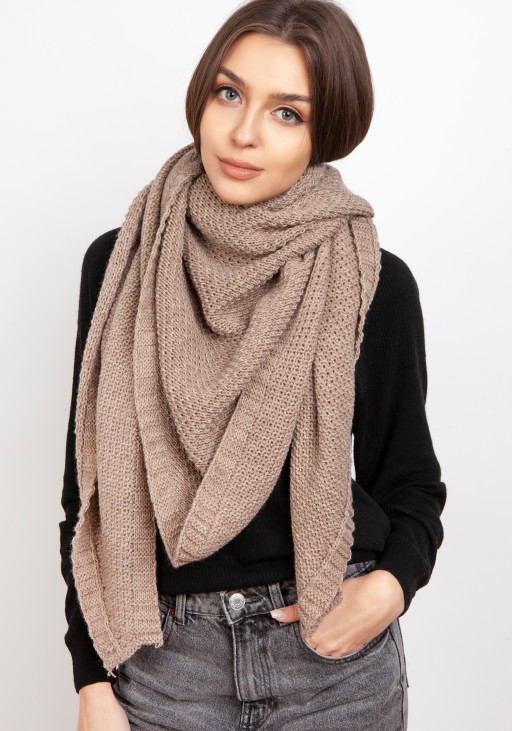 Impressive knitted scarf - mocca