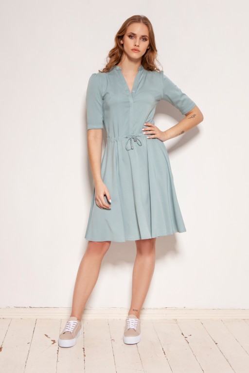 Dress with a drawstring and a flared bottom, SUK195 mint