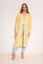 Long openwork cardigan - coat, SWE145 yellow