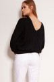 Cotton sweater with stripes and buttons, SWE142 black