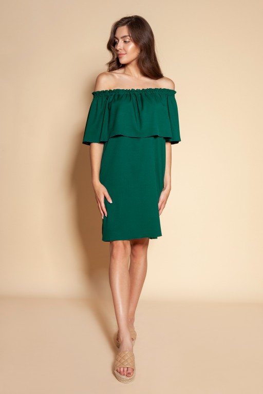 Short off-the-shoulder dress, SUK201 green