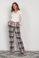 Wide trousers with a flat front, SD124 checkered