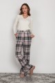 Wide trousers with a flat front, SD124 checkered