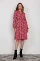 Flared dress with a drawstring, SUK203 red pattern
