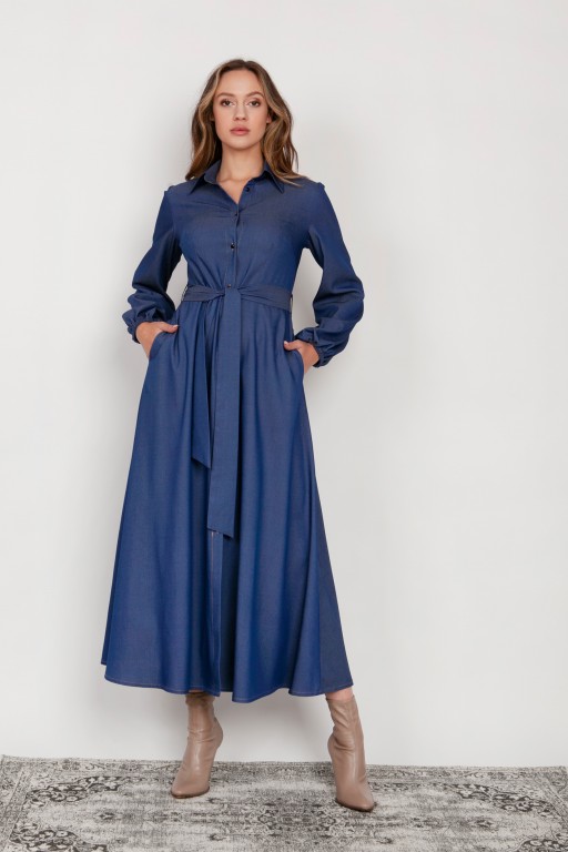 Buttoned maxi dress with a collar, SUK204 jeans