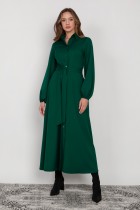 Buttoned maxi dress with a collar, SUK204 green