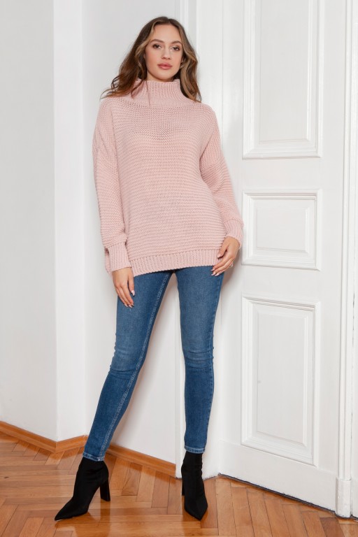 Oversized turtleneck sweater, SWE148 pink