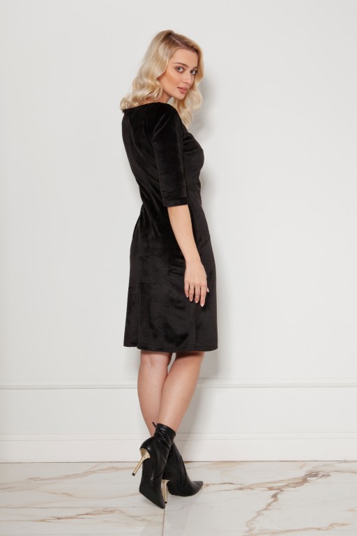 Fitted dress with decorative stitching, SUK208 black