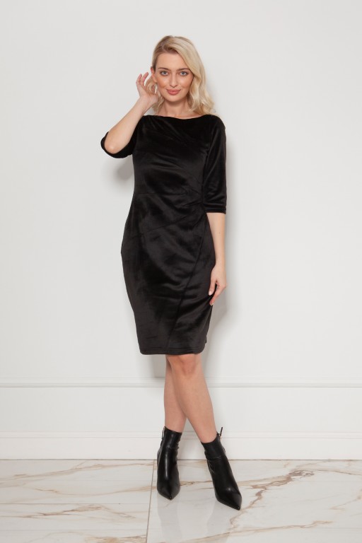 Fitted dress with decorative stitching, SUK207 black