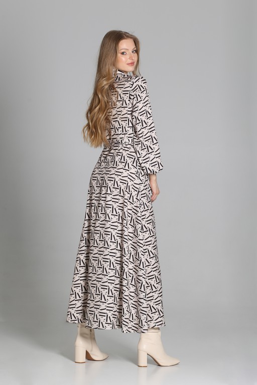 Buttoned maxi dress with a collar, SUK204 bright letters