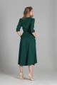 Długa sukienka z rękawem 3/4 i troczkiem, SUK205 zielony