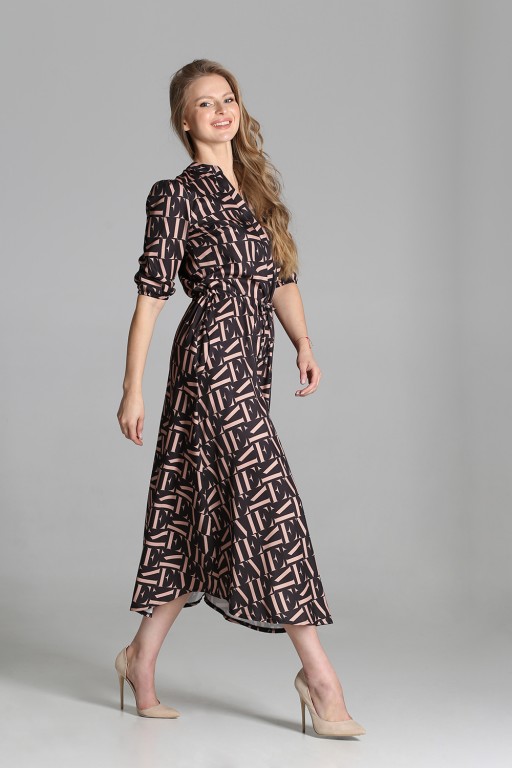 Long dress with 3/4 sleeves and a drawstring, SUK205 bright letters