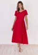 Mid-section trapezoidal dress, SUK181 raspberry