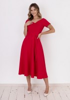 Mid-section trapezoidal dress, SUK181 raspberry