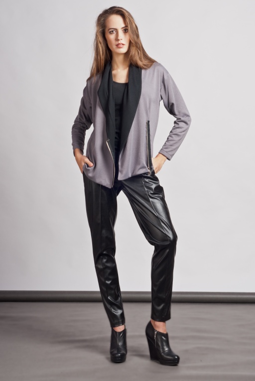 Dressy cardigan with zipper, SWE105 gray